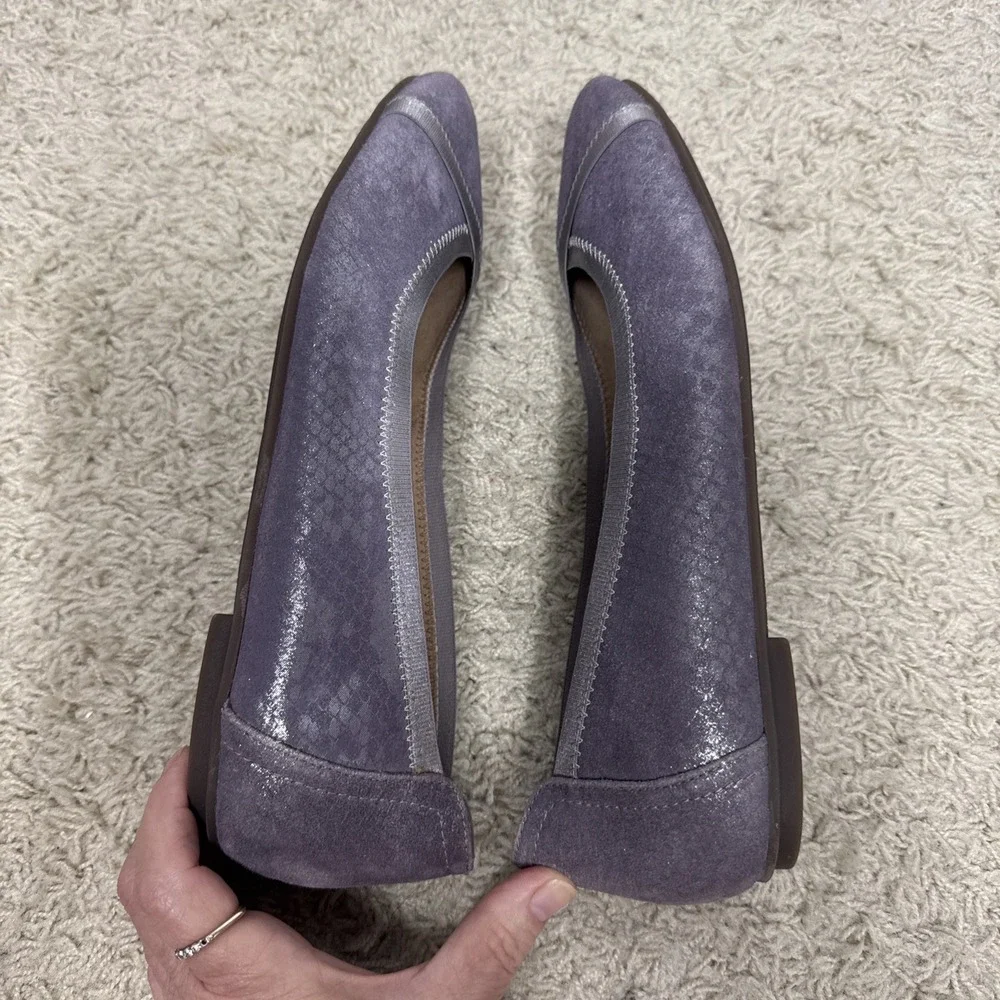 Vionic‎ Carroll Metallic Lavender Snakeskin Slip On Ballerina Flats Women's 9.5M